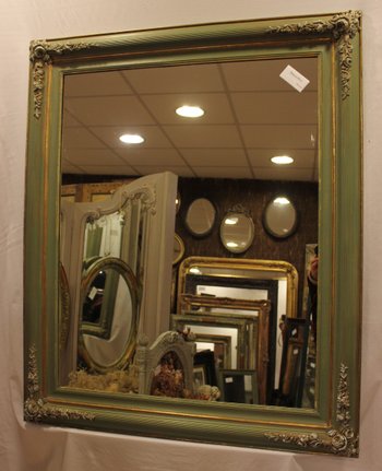 Antique Rectangle Restoration Mirror, Patina And Gold Leaf 94 X 112 Cm