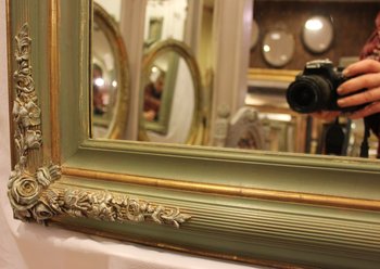 Antique Rectangle Restoration Mirror, Patina And Gold Leaf 94 X 112 Cm