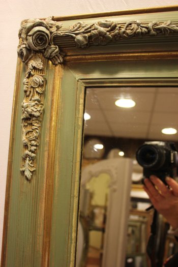 Antique Rectangle Restoration Mirror, Patina And Gold Leaf 94 X 112 Cm