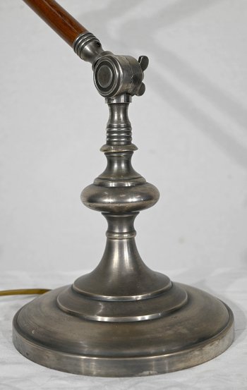 Lampe mit Gelenkarm aus Metall und Holz - 1920