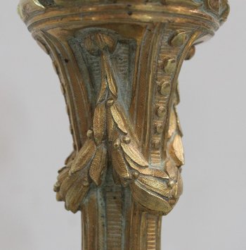 Pair of Gilded Bronze Torches, Louis XVI style - 19th century