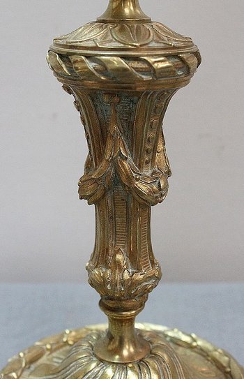 Pair of Gilded Bronze Torches, Louis XVI style - 19th century