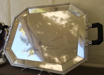 Large octagonal silver-plated tray GALLIA