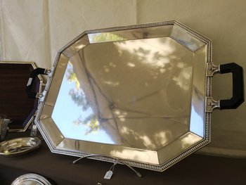 Large octagonal silver-plated tray GALLIA