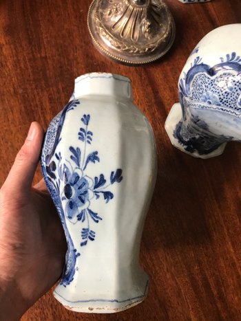 Paar Delft Vase Mit Landschaft Landleben