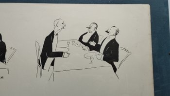 Lithograph under glass signed by SEM- "Au café de paris "circa 1900