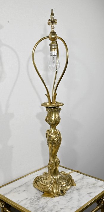 Lampada Art Nouveau in bronzo dorato - Fine XIX secolo