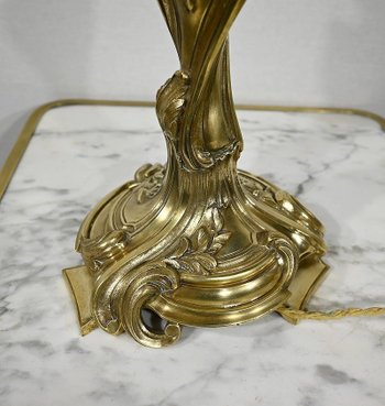 Lampada Art Nouveau in bronzo dorato - Fine XIX secolo