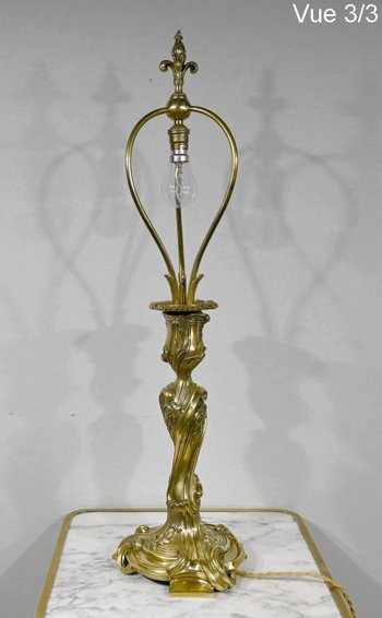 Lampada Art Nouveau in bronzo dorato - Fine XIX secolo