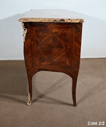 Kommode mit Sauteuse aus Edelholz, gestempelt P. Migeon, Epoche Louis XV - 1. Hälfte des 18.