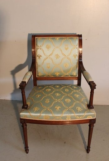 Suite of 3 Louis XVI style Mahogany Armchairs - Mid 20th century