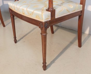 Suite of 3 Louis XVI style Mahogany Armchairs - Mid 20th century