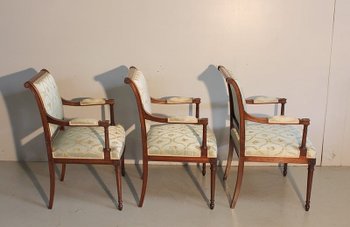 Suite of 3 Louis XVI style Mahogany Armchairs - Mid 20th century