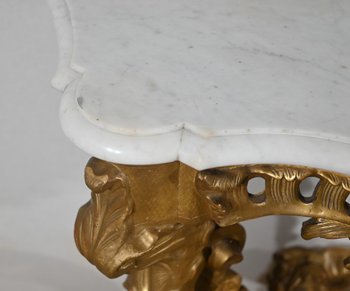 Gilded Wood Console, Louis XV style, Napoleon III period - Mid 19th century