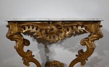 Gilded Wood Console, Louis XV style, Napoleon III period - Mid 19th century