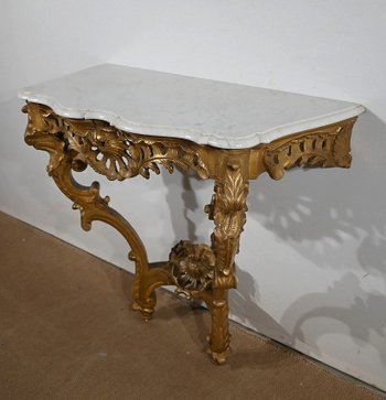 Gilded Wood Console, Louis XV style, Napoleon III period - Mid 19th century