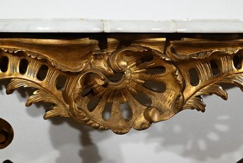 Gilded Wood Console, Louis XV style, Napoleon III period - Mid 19th century