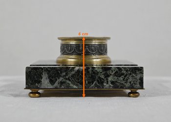 Inkwell with Virgin in Bronze and Marble - End of XIXth century