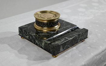 Inkwell with Virgin in Bronze and Marble - End of XIXth century