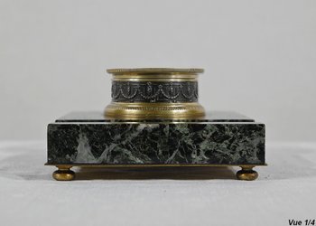 Inkwell with Virgin in Bronze and Marble - End of XIXth century