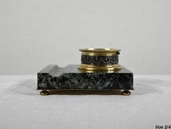 Inkwell with Virgin in Bronze and Marble - End of XIXth century