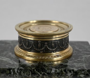 Inkwell with Virgin in Bronze and Marble - End of XIXth century