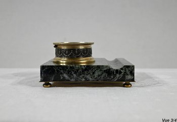 Inkwell with Virgin in Bronze and Marble - End of XIXth century