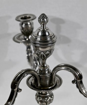 Pair of Silver Bronze Candlesticks - End of XIXth century