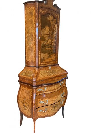 Commode  secrétaire Scriban originale de style louis XV