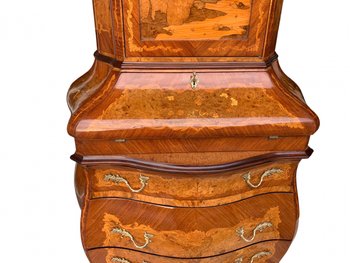 Commode  secrétaire Scriban originale de style louis XV