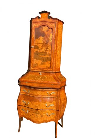 Commode  secrétaire Scriban originale de style louis XV