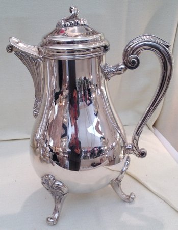 CHRISTOFLE coffee tea service "Pompadour" model in silver metal (4 pieces)