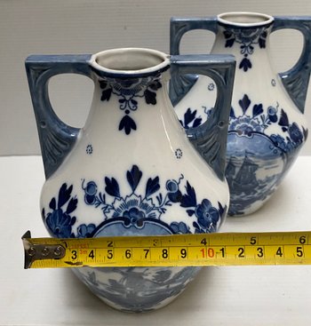 PAIR OF DELFT VASES