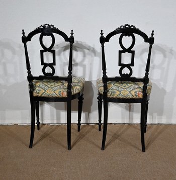 Paire de Chaises laquées noires, Style Louis XVI, époque Napoléon III – Milieu XIXe