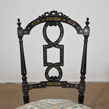 Paire de Chaises laquées noires, Style Louis XVI, époque Napoléon III – Milieu XIXe