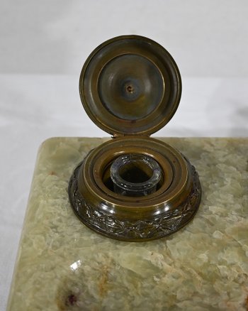 Important Inkwell in Onyx from Pakistan and Bronze - Late 19th century