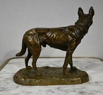 Bronze " The German Shepherd ", after P-A. Laplanche - Early XXth century