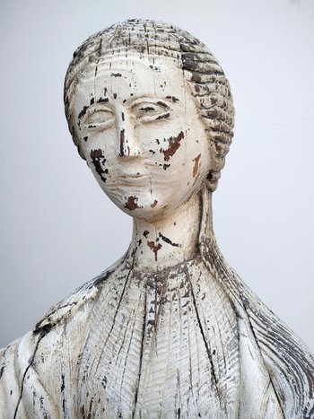 Large Statue of Mary Magdalene Alpine Folk Art, Wood Carved 17 .18 Century