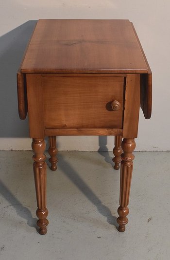 Small living room table with shutters in solid cherry wood, Louis-Philippe period - 19th century