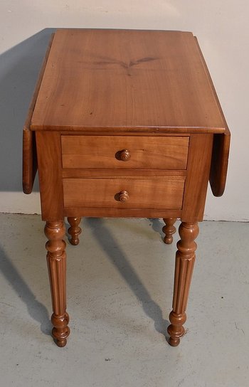 Small living room table with shutters in solid cherry wood, Louis-Philippe period - 19th century