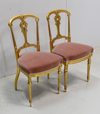 Paire de Chaises en Bois Doré, époque Napoléon III - 2ème partie du XIXe