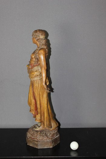 Polychrome terracotta titled "Judith" by Goldscheider around 1900