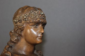 Polychrome terracotta titled "Judith" by Goldscheider around 1900