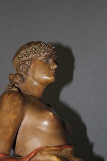 Polychrome terracotta titled "Judith" by Goldscheider around 1900