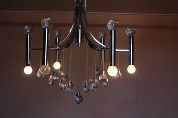 Chrome And Glass Ball Chandelier By Gaetano Sciolari circa 1960