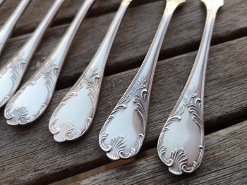 12 silver plated shellfish forks Marly model Christofle silverware