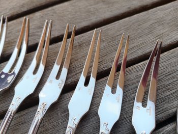 12 silver plated shellfish forks Marly model Christofle silverware