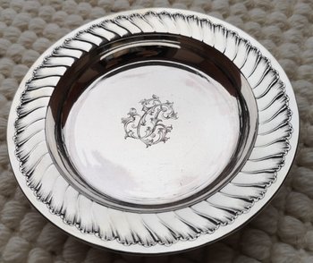 Solid silver porridge plate encrypted goldsmith Edouard Ernie 19th (ref D 0097)