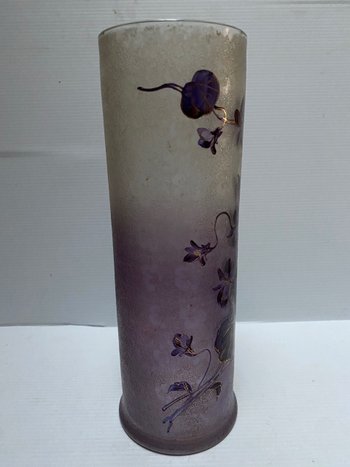 ENAMELLED HALF CRYSTAL VASE