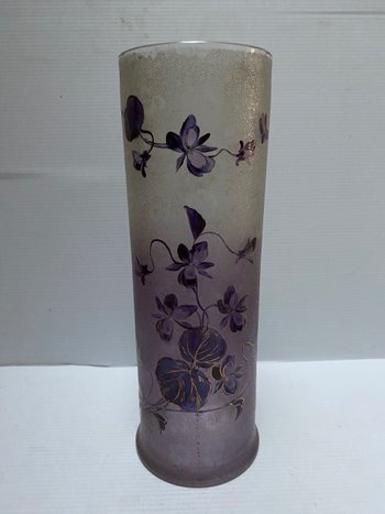 ENAMELLED HALF CRYSTAL VASE